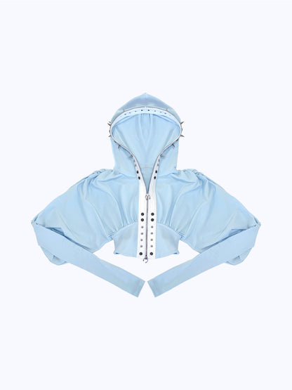 SPIKE ARCH CROPPED HOODIE_BABYBLUE