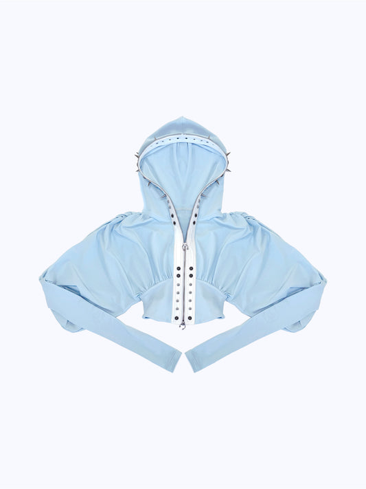 SPIKE ARCH CROPPED HOODIE_BABYBLUE