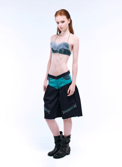 ARROW PIERCED BRIEF-CUT BERMUDAS_TEAL+INDIGO DENIM