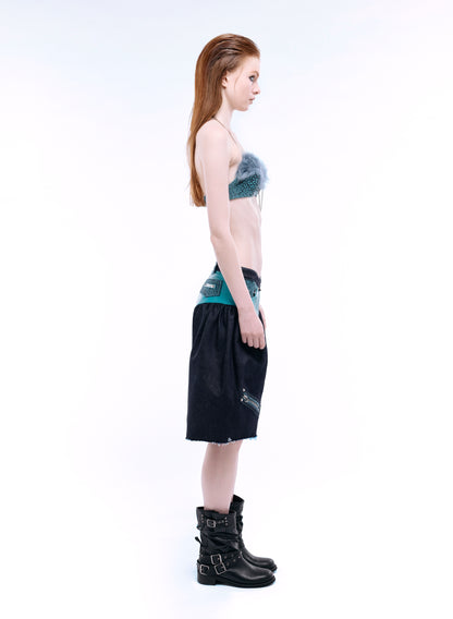 ARROW PIERCED BRIEF-CUT BERMUDAS_TEAL+INDIGO DENIM