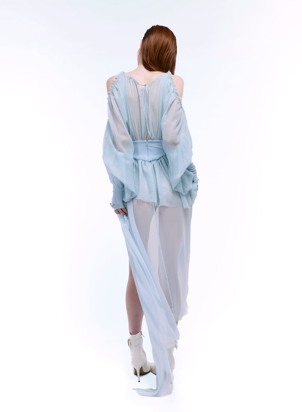 ARROW PIERCED CORSET CHIFFON DRESS