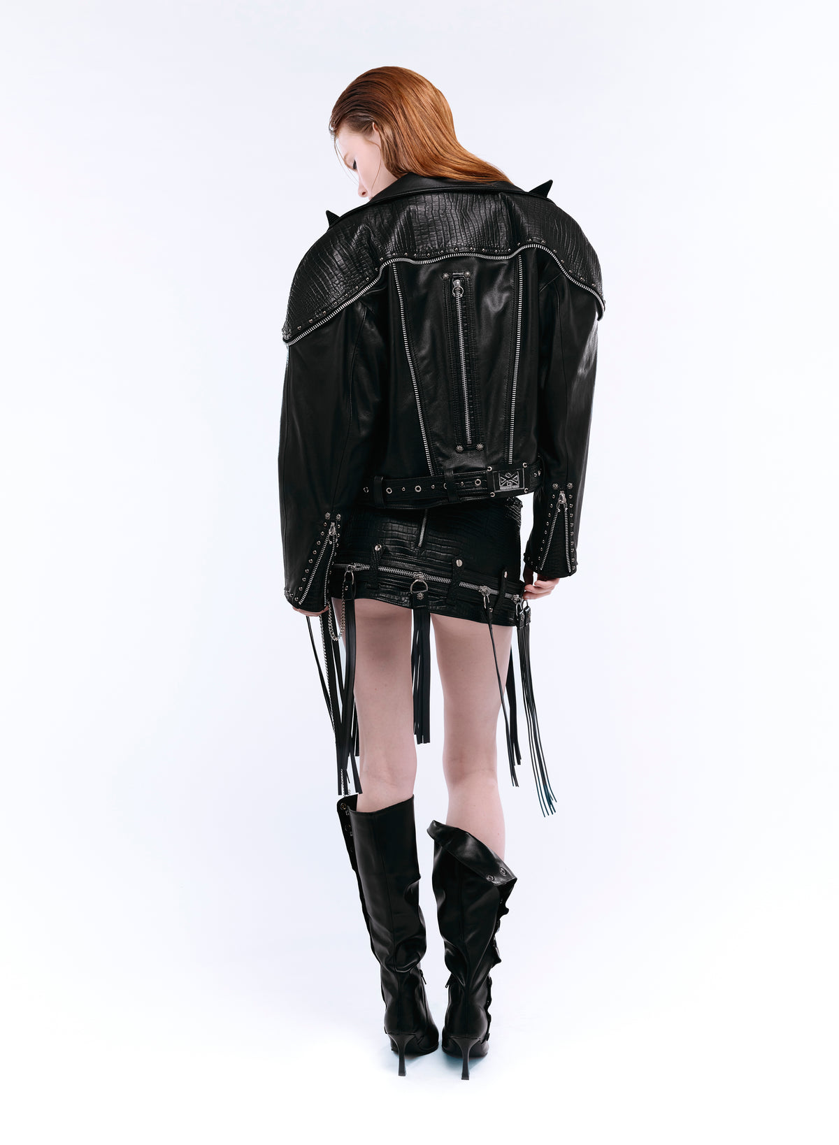 SIGNATURE CAT-EAR LAPEL BIKER JACKET_BLACK