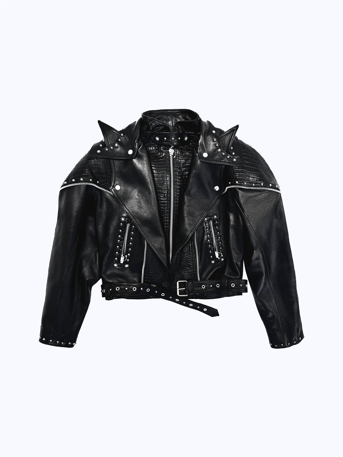 SIGNATURE CAT-EAR LAPEL BIKER JACKET_BLACK