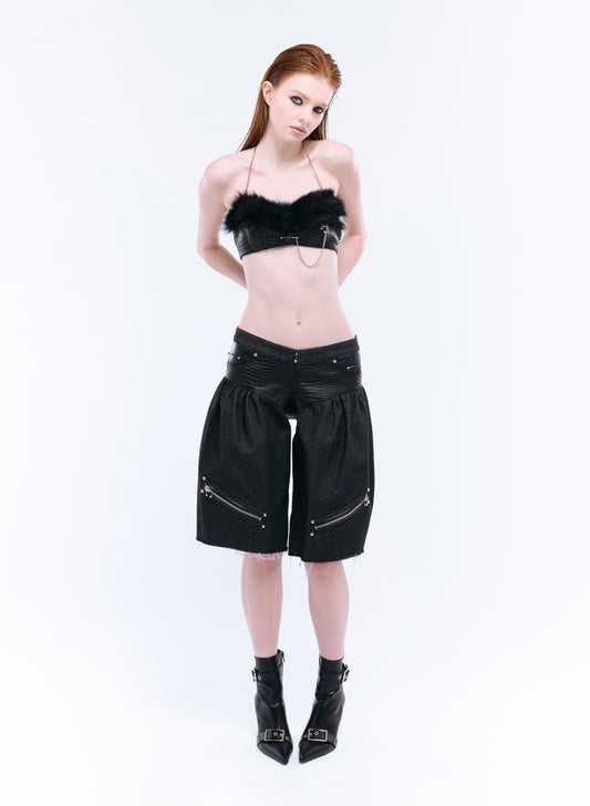 ARROW PIERCED BRIEF-CUT BERMUDAS_BLACK