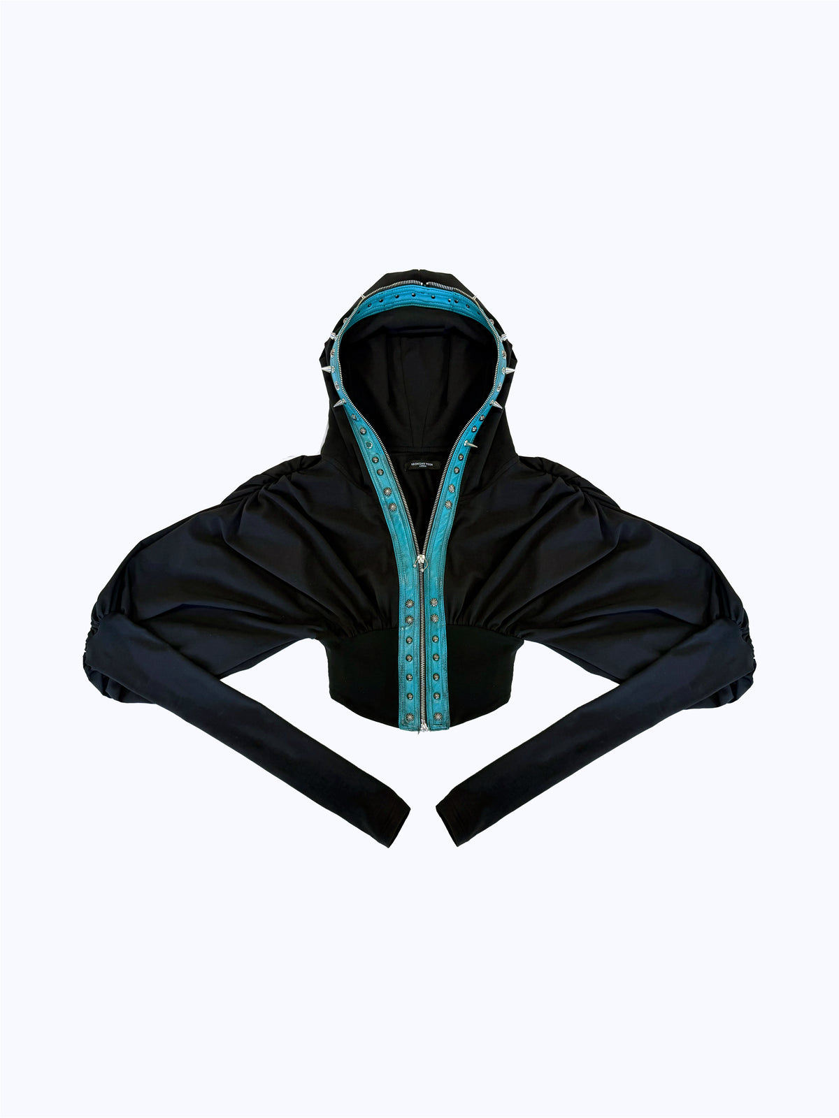 SPIKE ARCH CROPPED HOODIE_BLACK