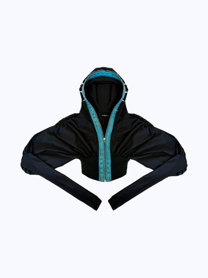 SPIKE ARCH CROPPED HOODIE_BLACK