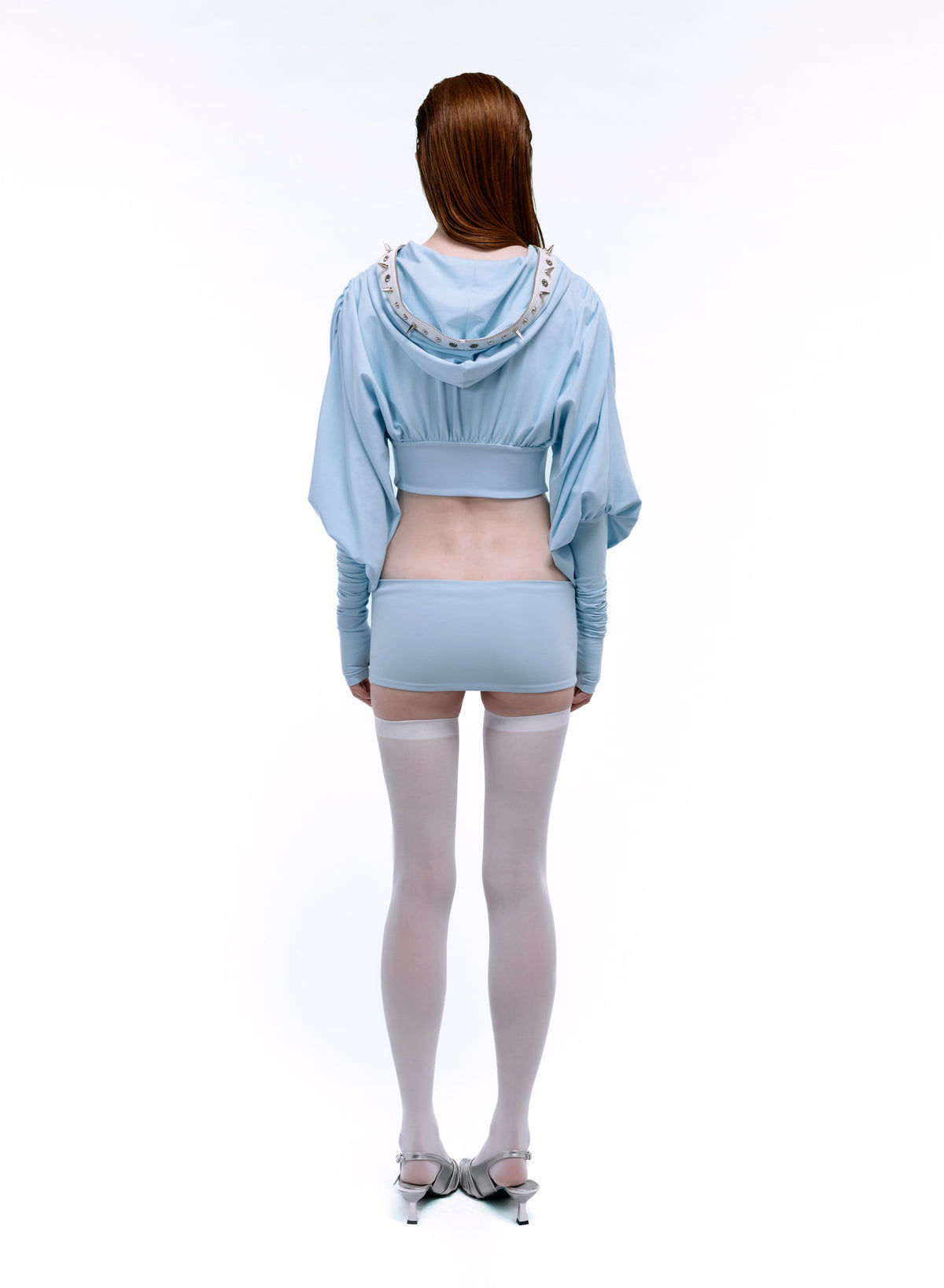 SPIKE ARCH CROPPED HOODIE_BABYBLUE