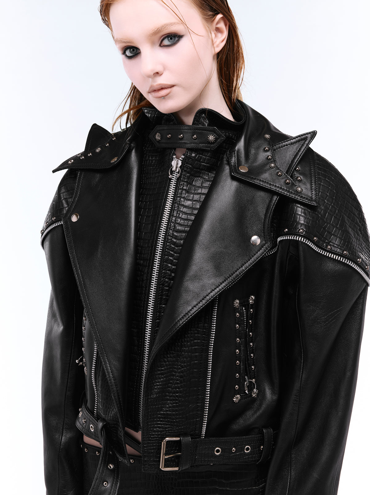 SIGNATURE CAT-EAR LAPEL BIKER JACKET_BLACK