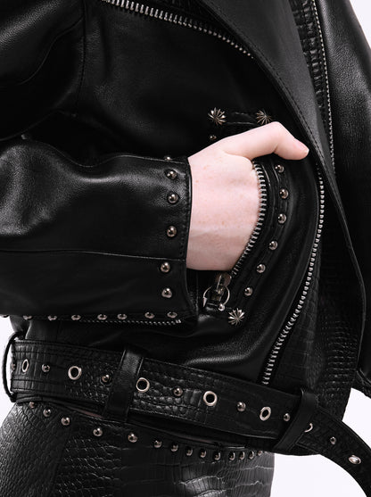 SIGNATURE CAT-EAR LAPEL BIKER JACKET_BLACK